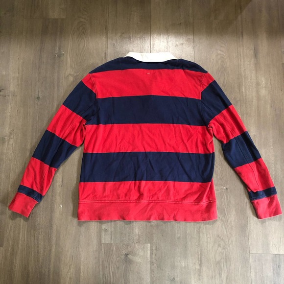Rag & Bone Men’s Red Striped Rugby Polo Long Sleeve Shirt - Picture 3 of 4